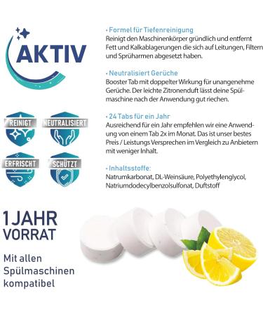 Active 24x Dishwasher Cleaner Tabs | Extra Strong Against Smell & Lime | Deep Cleaning Formula | 1 Year Supply for Maximum Hygiene - Buy Online on GoSupps.com