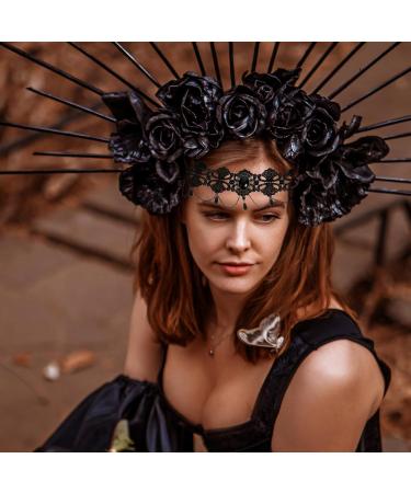 Healvian Gothic Hair Accessories Elastic Lace Headband Halloween Headwear Queen Forehead Band 80s Accessories for Women Masquerade Halloween Hair Accessories - Buy Online on GoSupps.com