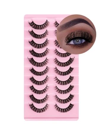 Kanviensl False Eyelashes 10 Pairs Russian Strip Lashes Russian Lashes 3D Effect D Curl 15MM Reusable Lightweight Fake Eyelashes Ideal for Girls Daily Use Russian Eyelashes D Curl 9MM