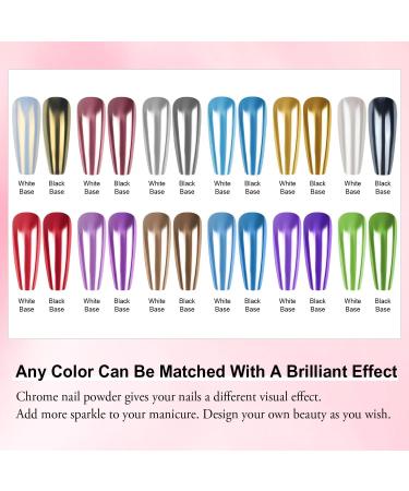 BISHENGYF 12 Jars Metallic Chrome Nail Powder Newbie Friendly Pearl Chrome Nail Powder Mirror Effect Nail Powder with 12 Pcs Eyeshadow Sticks(1g/Jar) B- 12pcs chrome nail powder - Buy Online on GoSupps.com