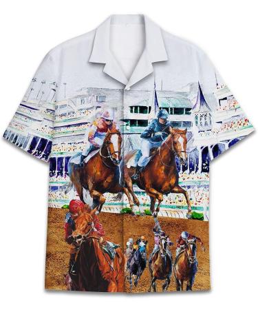Funny Horse Hawaiian Shirt | Horse Racing Summer Button-Down - Color 1 - XL - Buy Online on GoSupps.com