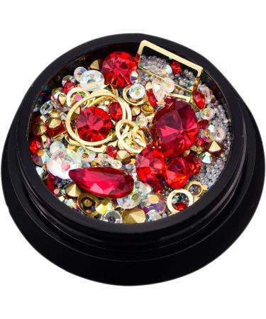 rieder 2 Box 3D Nail Jewelry Colorful Mixed Acrylic Tip Diamond Flat Jewel Stone Nail Rhinestone Manicure DIY Nail Art Decoration (Big Red White AB Shaped Diamond 1 each) - Buy Online on GoSupps.com