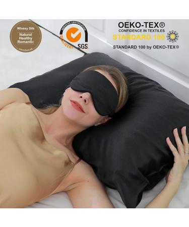 100% Pure 6A Mulberry Silk Eye Mask | Handmade 22 Momme Black Sleep Mask | Soft Luxurious Silk Blindfold for Better Sleep - Buy Online on GoSupps.com