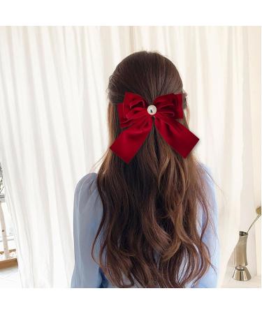 Hair Ribbon Hair Bow Clips Velvet Hair Bows for Women 2PCS Velvet Bow Clip 6.3 Inch Soft Velvet Ribbon Bows for Hair French Velvet Bow Hair Clip for Girls - Buy Online on GoSupps.com