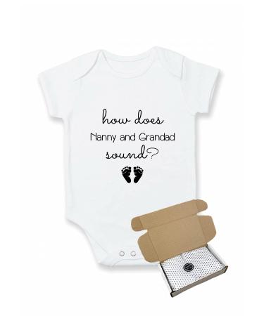 allaboutthebump How does Nanny and Grandad Sound Baby Announcement Vest Bodysuit (Pregnancy Reveal) - Gift Wrapped with Box