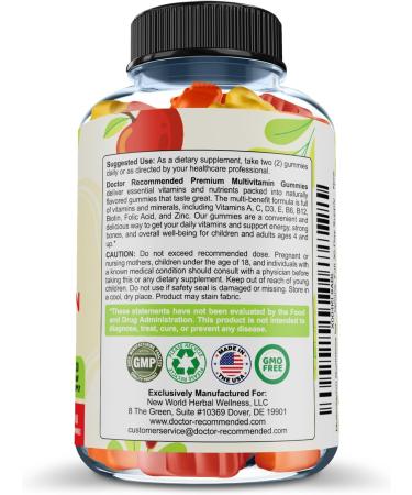 Premium Multivitamin Gummies for Toddlers & Kids - Chewable Essential Daily Vitamins A C D3 E B6 B12 Biotin - No High-Fructose-Corn-Syrup or Artificial Sweeteners - 60 Gummies 30-Day Supply Natural Fruit 1 Count (Pac  - Buy Online on GoSupps.com