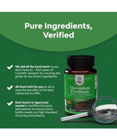 Chromium Picolinate 200mcg Mineral Supplement for Sugar Balance, Muscle Growth, Brain Health - Pre Workout for Men and Women - Heart Health & Cholesterol Support - Buy Online on GoSupps.com