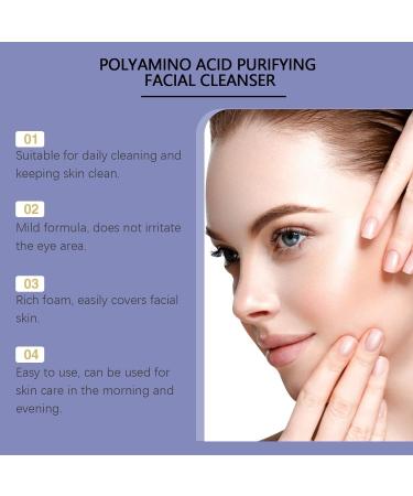 Polyamino Acid Purifying Facial Cleanser Deep Cleansing Face Wash for Soft Radiant Skin Gentle Daily Cleanser for All Skin Types White - Buy Online on GoSupps.com