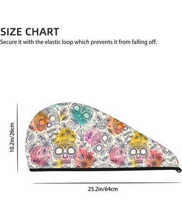 Hair Towel Wrap with Button - Quick Drying Towel Turban (Skull & Flowers) - Perfect for All Hair Types - Buy Online on GoSupps.com
