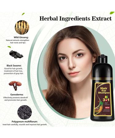 Natural Chestnut Brown Instant Hair Dye Shampoo for Men & Women - Long Lasting Color in 10-15 Minutes - Buy Online on GoSupps.com