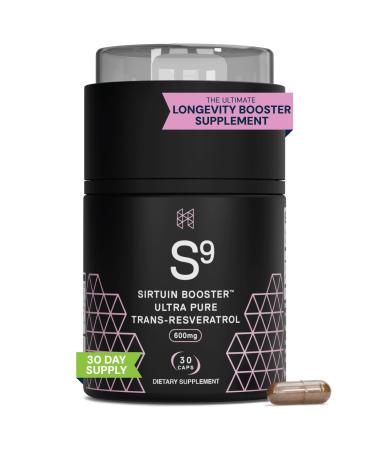 HPN S(9) Sirtuin Booster Ultra Pure Trans Resveratrol Healthy Aging Antioxidant Supplement High Performance Nutrition 30 Capsules