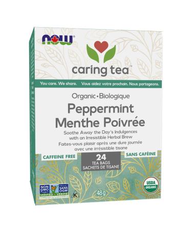 NOW Caring Tea Organic Peppermint Tea Caffeine-Free 24 Count