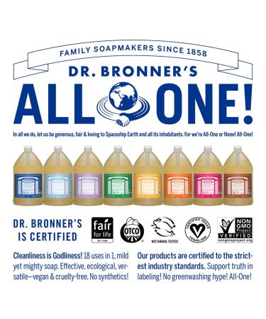 Dr. Bronners Lavender Pure-Castile Liquid Soap 1 Gallon - Organic 18-in-1 Soap for Face, Body, Hair, Laundry, Pets & Dishes - Concentrated, Vegan, Non-GMO - 128 Fl Oz - Buy Online on GoSupps.com