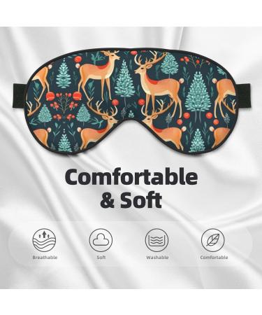 Christmas Tree Elk Print Unisex Sleep Eye Mask - Soft Comfort Eye Shade for Travel Yoga & Shift Work - Buy Online on GoSupps.com