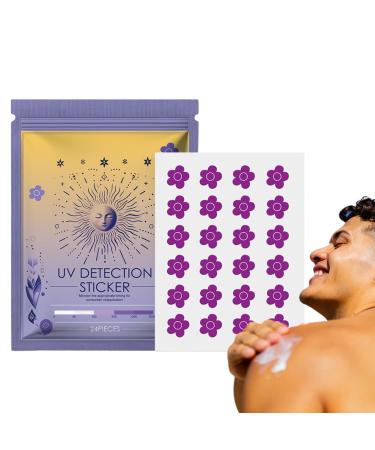 UV Detection Stickers For Sunscreen | UV Stickers For Sunscreen | UV Detecting Patches | SunnyPatch | 24 Sunblock Patches | Sunblock Sticker | Sunscreen Reminder Stickers Sun UV Sticker flowers