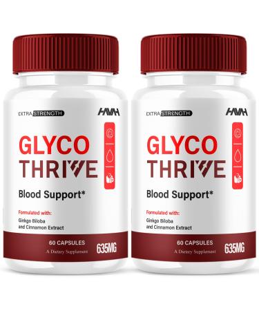 (2 Pack) Glyco Thrive Blood Support GlycoThrive Maximum Strength Capsules Glyco Thrive Advanced Daily Multivitamin Health and Wellness Supplement GlycoThrive Health Support Pills (120 Capsules)