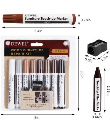 DEWEL Furniture Markers Touch Up  17 Pcs Wood Scratch Repair Kit  Upgrade Wood Furniture Repair Markers and Wax Sticks for Stains  Scratches  Wood Floors  Tables  Bedposts - Buy Online on GoSupps.com