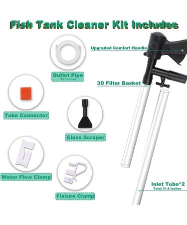 FREESEA 5-in-1 Fish Tank Gravel Cleaner with Algae Scraper - Aquarium Siphon Vacuum for Quick Water Change and Sand Cleaning - Buy Online on GoSupps.com