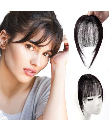 Clip In Bangs Clip In Hair Extensions Real Human Hair 100% Human Hair Hairextensions Wispy Bangs Fringe With Temples Hairpieces Air Bangs Natural Black Wispy Bangs Natural Black(8g)