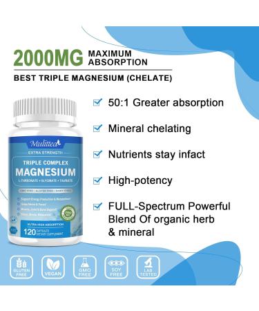 Max Absorption Magnesium L-Threonate Complex 2000mg - Nerv Calm & Mood Support Supplement - 120 Count - Buy Online on GoSupps.com