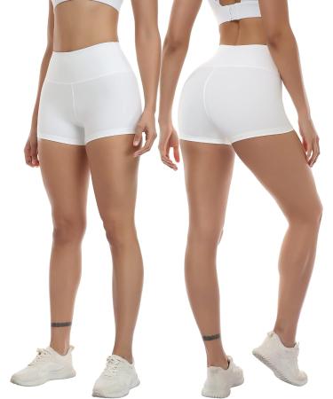 CHRLEISURE High Waist Yoga Shorts for Women - White, Small - 1 Pack - Buy Online on GoSupps.com