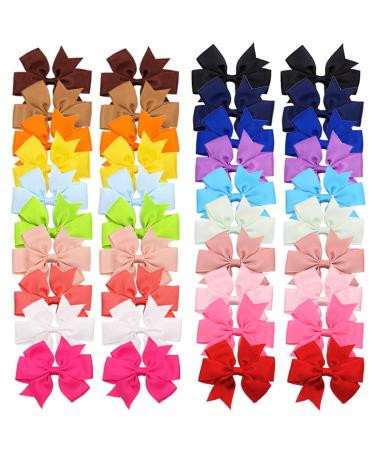40 Piece 3 Boutique Grosgrain Ribbon Hair Bows Alligator Clips for Girls - Perfect Accessories for Toddlers, Teens - Solid Colors in Pairs - Buy Online on GoSupps.com