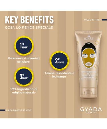  GYADA COSMETICS GYADA COSMETICS Pearl Powder Mask Gold Moisturizes and Repairs Face Mask Anti-Aging and Healing Action Suitable for Dry and Mature Skin with Pearl Powder and Argan Oil 75 ml - Buy Online on GoSupps.com