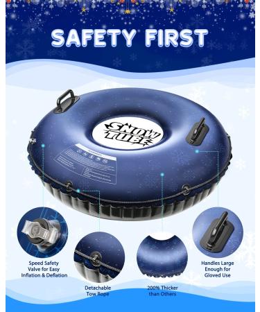 QPAU 50 Inch Inflatable Snow Tube for Kids and Adults - Heavy Duty Sled with 0.7mm Thickness - Buy Online on GoSupps.com