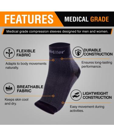Doc Miller Foot Ankle Compression Sleeve | Pain Relief for Achilles Tendonitis & Neuropathy | Toeless Nano Socks for Men & Women - Black X-Large - Buy Online on GoSupps.com