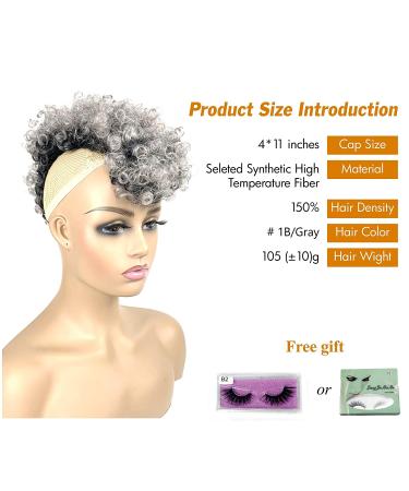 Jerry Curly Afro Puff Mohawk Ponytail with Bangs | Synthetic Fauxhawks Bun Extensions - Buy Online on GoSupps.com