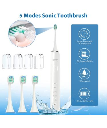 Torpyu Sonic Electric Toothbrush with Water Flosser - 11 Tips, 600ML Tank, Dental Oral Irrigator Combo | White - Buy Online on GoSupps.com