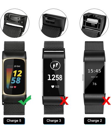 Vancle Metal Bands for Fitbit Charge 5 - Stainless Steel Mesh Loop with Magnetic Clasp for Men and Women (.Black) - Buy Online on GoSupps.com