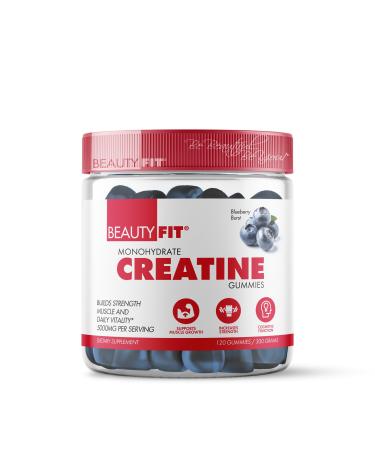 BeautyFit Creatine Monohydrate Gummies Blueberry Burst Flavor 5000mg per Serving 120 Count
