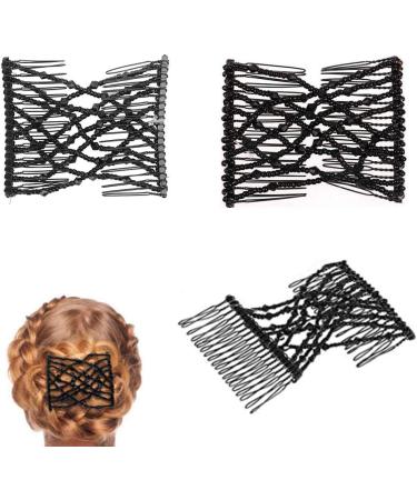 HUOHUOHUO Hair Comb Metal Hair Slides Stretchable Combs for Women 4 Pieces Black - Buy Online on GoSupps.com