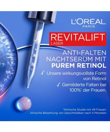 L'Or al Paris Revitalift Laser Anti-Wrinkle Night Serum with Pure Retinol Vitamin A Nourishing Oil & Hyaluronic Acid 30 ml - Buy Online on GoSupps.com