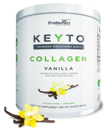 Keto Collagen Protein Powder with MCT Oil Keto and Paleo Friendly Grass Fed and Pasture Raised Hydrolyzed Collagen Peptides Fits Low Carb Diet and Keto Snacks KEYTO Vanilla Flavor