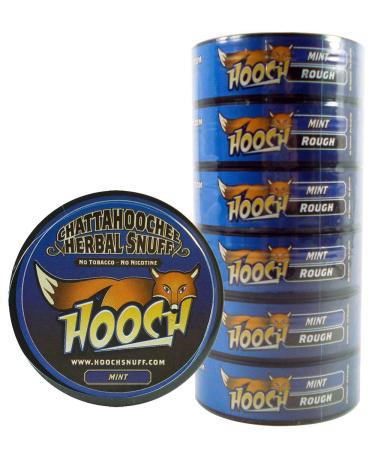 (6)Six Chattahoochee Hooch Herbal Snuff Cans 1.2oz/34g - MINT - ROUGH - No Tobacco No Nicotine