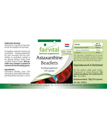 Fairvital Astaxanthin 15mg per Day - 120 Capsules | HIGH Dosage - AstaPure Beadlets - Buy Online on GoSupps.com