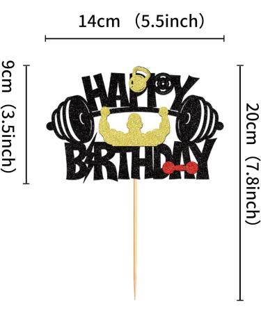 Blumomon 1Pc Glitter Gym Theme Birthday Cake Topper Weight Lifting Cake Decoration for Men Boy Weight Lifting Gym Fitness Themed Birthday Party Supplies Fitness-1 - Buy Online on GoSupps.com