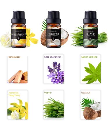 6pc Fragrance Oils Gift Set for Candle Making, Soap Scents & Diffusers - Sandalwood, Lilac, Lavender, Lemon Verbena, Jasmine, Vetiver & Coconut - Top Picks for Soap 6-Pack | Organic Soap Picks - Buy Online on GoSupps.com
