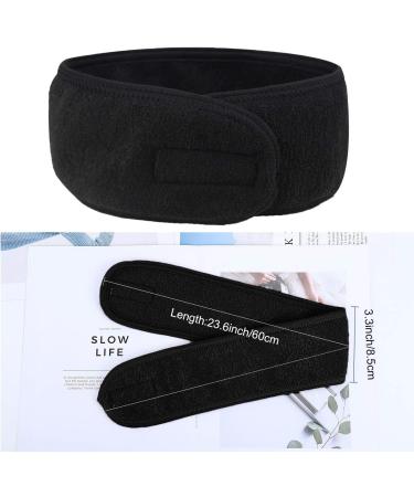 Facial Spa Headband - 2 Pcs Makeup Shower Bath Wrap Sport Headband Terry Cloth Adjustable Stretch Towel with Magic Tape Black+Black - Buy Online on GoSupps.com