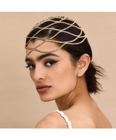 VIJIV 1920s Flapper Headpiece | Great Gatsby Crystal Rhinestone Headband for Women | Wedding Bride Accessories in Gold - Buy Online on GoSupps.com