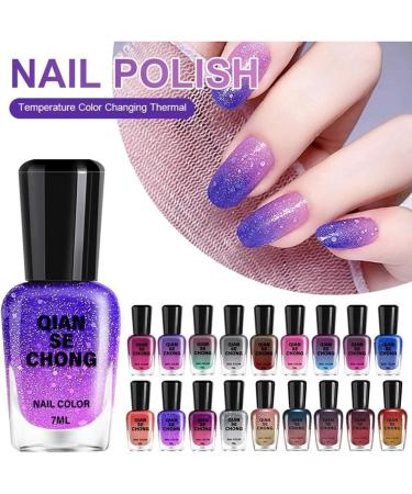Colorful Nail Polish Quick Drying Long-Lasting Nail Varnish with Thermal Temperature Color Changing Diamond Glitter Reflective Nail Polish for DIY Nail Art at Home #20 - Buy Online on GoSupps.com
