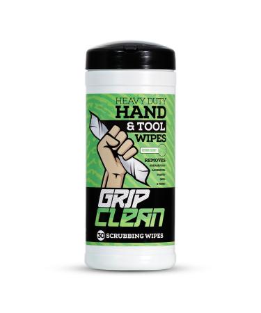 Grip Clean Heavy Duty Cleaning Wipes Hands Tool & Surfaces Waterless Auto Mechanics & Tool Cleaner Wipes- Citrus Scented Cleansing Wipes - Cleans Grease Oil Paint Inks & more 30 Count (Pack of 1)