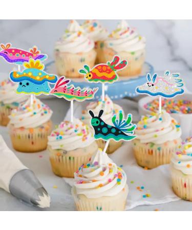 Sea Life Themed Cupcake Toppers Set of 18-PC - Great Nudibranch Themed Birthday Party Mollusk Party and Baby Shower Party Decorations for Boys or Girls - SugarGera Sea hare - Buy Online on GoSupps.com