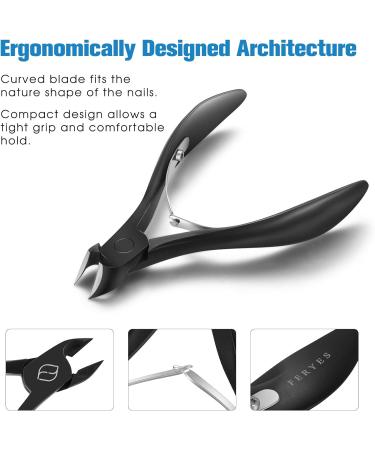 FERYES Large Handle Stainless Steel Toe Nail Clippers for Thick, Ingrown Nails - Black Olecranon Fingernail Clipper - Buy Online on GoSupps.com