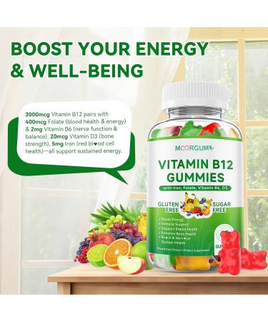 Methyl B-12 3000mcg Supplements for Kids & Adults Vitamins B12 (Methylcobalamin) Complex Gummies with Vitamin B6 D3 lron Folate Supports Energy Levels Nervous System Health 120 Count 60 Count (Pack of 2) - Buy Online on GoSupps.com