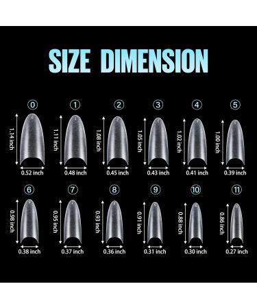 Tomicca 510 Pieces Clear Nail Tips Set - Long Oval French Fake Nails for DIY & Nail Studios - 12 Sizes Acrylic Half Cover - Buy Online on GoSupps.com