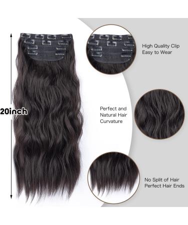 Mabufun Clip in Hair Extensions for Women Clip in Long Wavy Hair Extension 20 Inch Thick Hairpieces Fiber Double Weft Hair for Women (20 Inch Dark Brown) 20 Inch Dark Brown - Buy Online on GoSupps.com