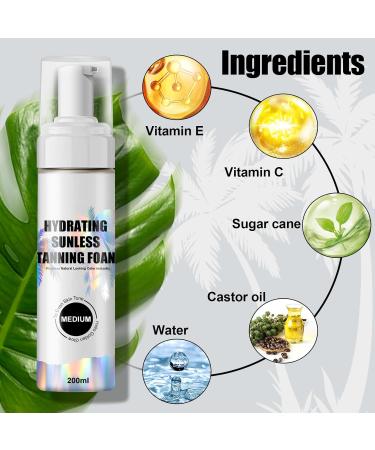 200 ml Hydrating Self-Tanning Foam Self Tan Foam Self Tanning Face and Body Natural Bronzer for a Rich Long Lasting Tan - Buy Online on GoSupps.com